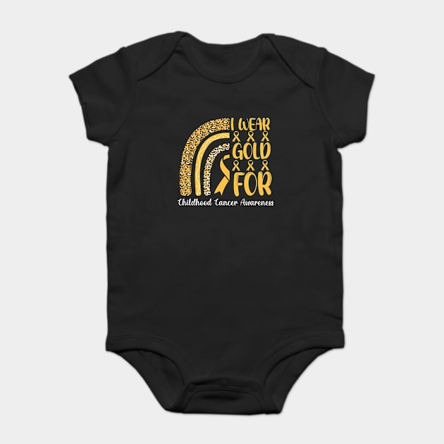 I Wear Gold For Childhood Cancer Awareness Shirt, Warrior , Cancer Support , Childhood Cancer , Gold Ribbon Baby Bodysuit by Abddox-99